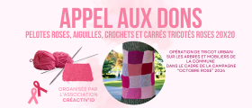 OCTOBRE ROSE, jaunay-marigny, dons de laine rose, carrés tricotés rose, ligue contre le cancer
