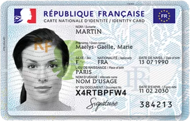 Exemple de Carte d'Identité Nationale