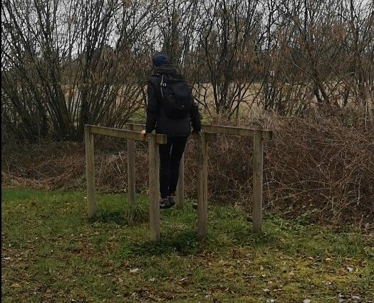 Personne sur un agrès type barres parallèles