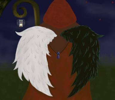 Dessin qui représente un personnage avec des ailes sur la couverture je suis asmaa de Céline Cailleton