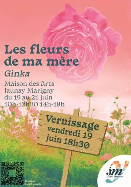 Affiche expo les fleurs de ma mere de l'artiste Ginka
