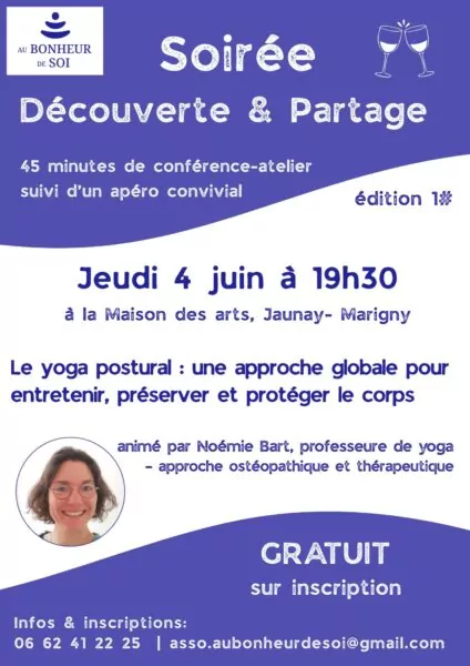 Yoga postural jeudi 4 juin à 19h30 à la maison des arts