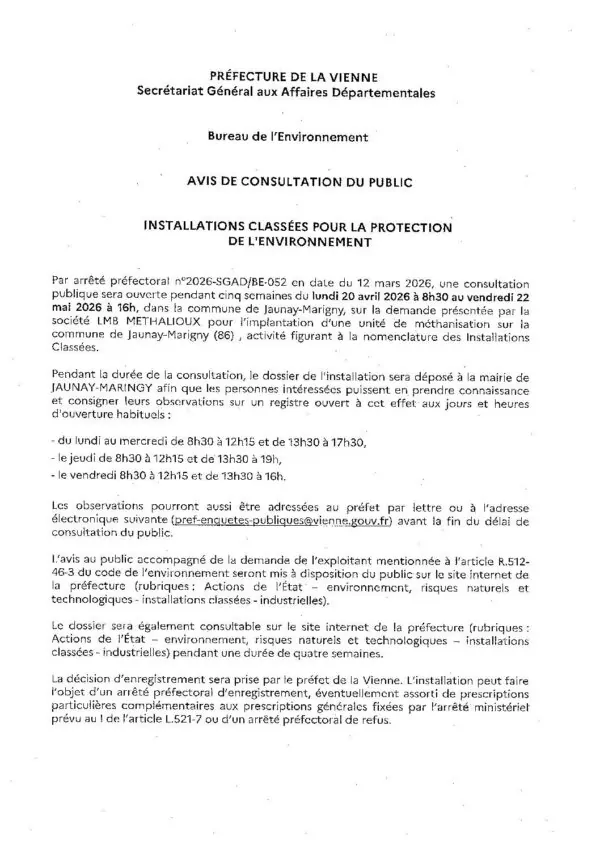 Image du document Avis de consultation public_Installation classées pour la protection de l&rsquo;environnement