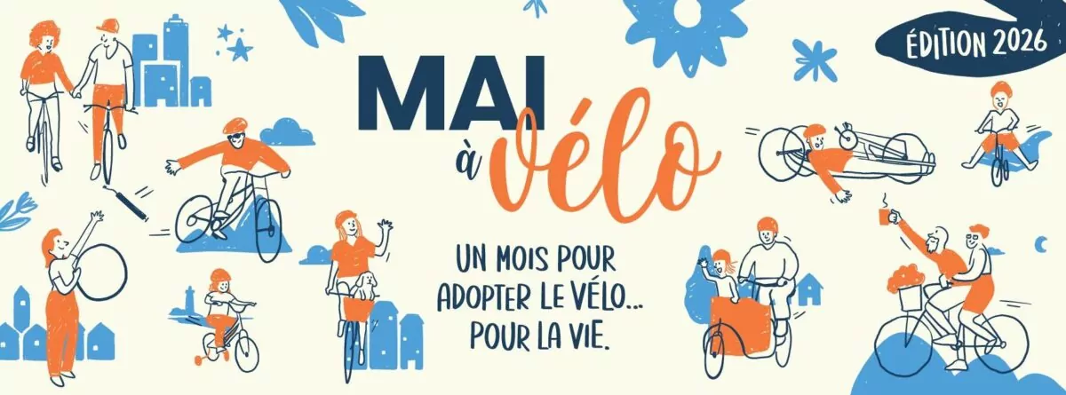 Couverture format Facebook pour l'événement Mai à vélo