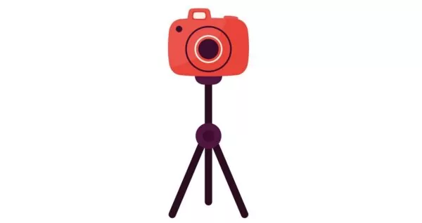 Dessin d'un appareil photo sur un pied