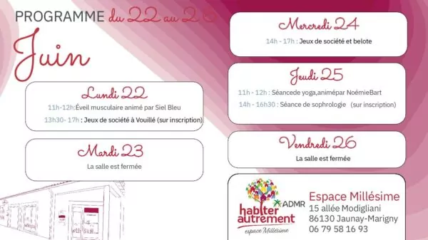 Image du document Programme animations Fin juin Espace Millésime