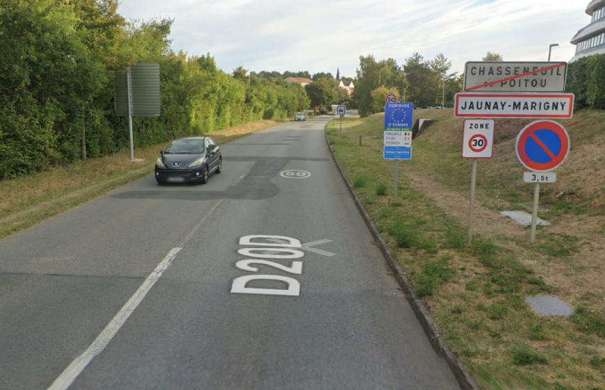 Route rd20d entre le giratoire de l'a10 et le lp2i