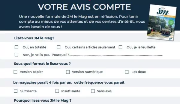 Enquête à destination des lecteurs du magazine municipal.