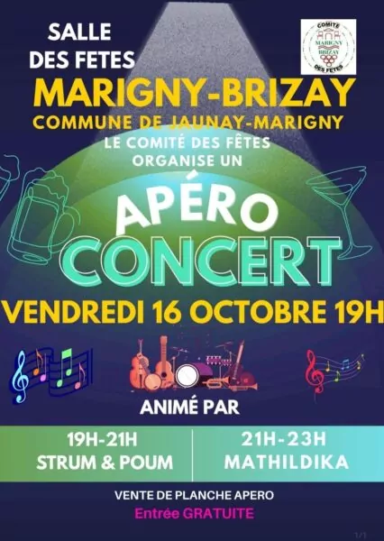 samedi 16 octobre à partir de 19h à Marigny-Brizay
