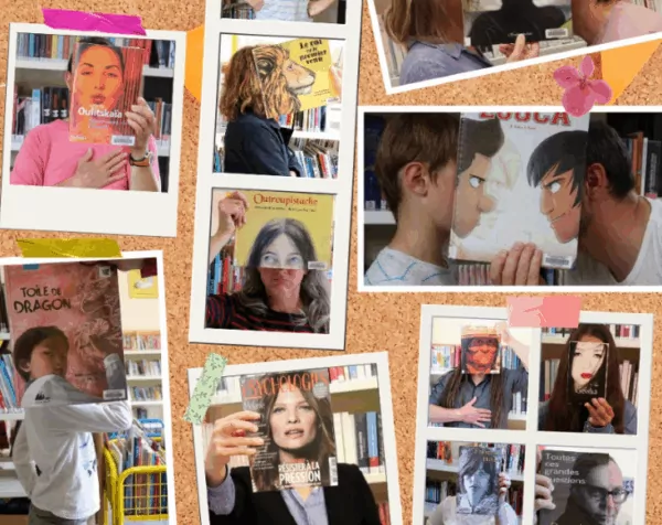 Composition de bookfaces prises par l'artiste o'rio